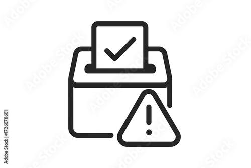 Secure Ballot Box with Warning Alert Icon Vector