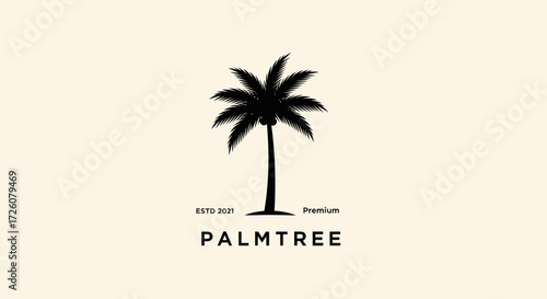 Silhouette of a palm tree, minimalist design, with the word "PALMTREE" below it.