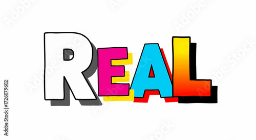 Stylized real typography with colorful shadow vector illustration