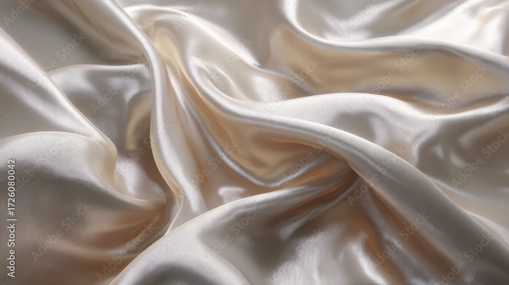 Fototapeta premium Luxurious Cream Satin Drapery - Abstract Swirls and Soft Light.