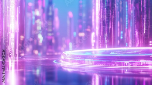 Neon City Platform: Futuristic Technology, Cyberpunk Scene
