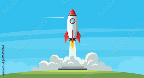 Successful Rocket Launch Startup Concept Illustration