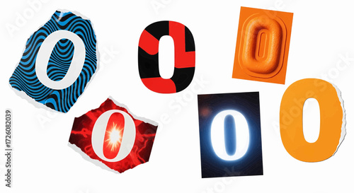 Collection of number zero cutouts vector illustration style