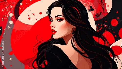 Portrait of a woman with long dark hair