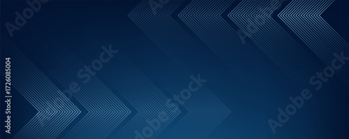 Dark Blue Abstract Background with Glowing Arrow Lines for Technology, Featuring a Futuristic Concept with Modern Shiny Blue Geometric Lines Design, Ideal for Banners, Covers, Posters, Vector eps10