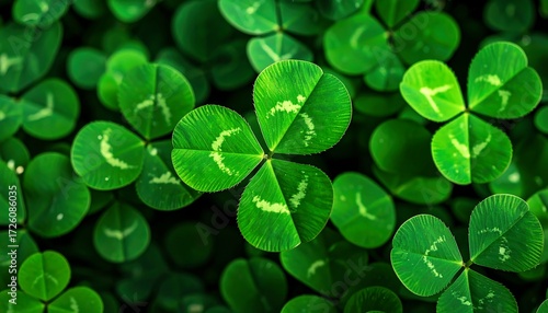 Close-up view of vibrant clover leaves