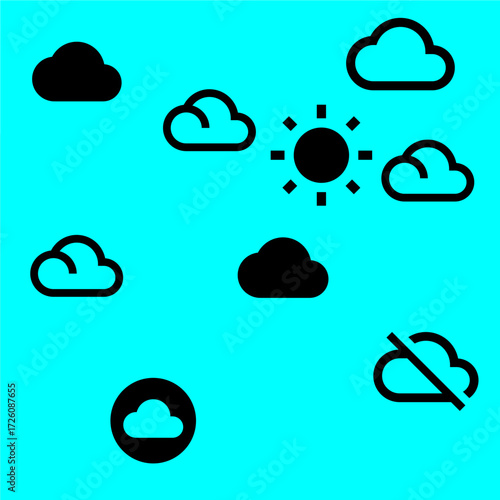 A collection of clouds and sun 