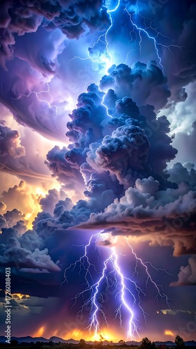 Dramatic storm clouds with lightning