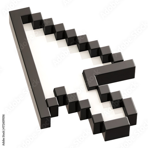 retro 3d pixel mouse cursor icon illustration isolated on white background, png, ai generated