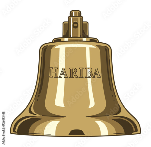 Brass Ship Bell Vector Illustration - Simple Minimalist Design