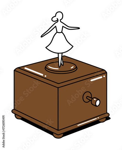 Music Box Vector Illustration | Dancing Figurine on White