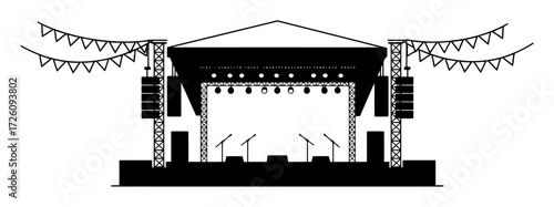 Festival Stage Vector Illustration - Minimalist Design
