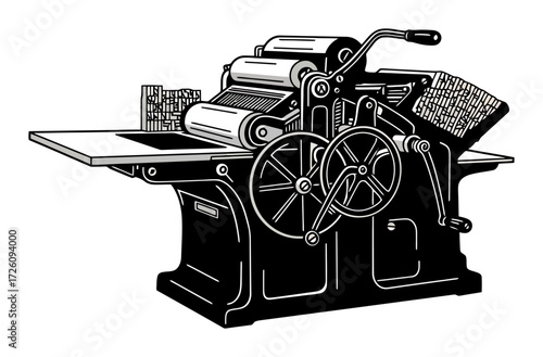 Vintage Printing Press Vector Illustration