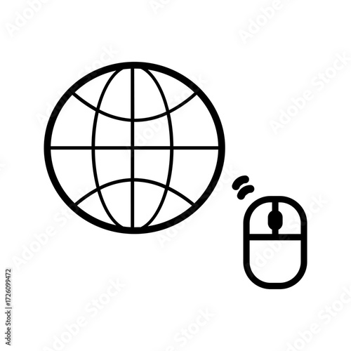 Simple browser black silhouette icon in a clean flat style, featuring a minimalist vector outline of a web page or internet window. Ideal for concepts of website, online search, internet browsing, dig