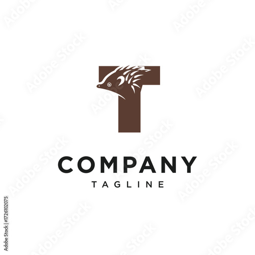 Letter T Echidna Logo Icon Vector