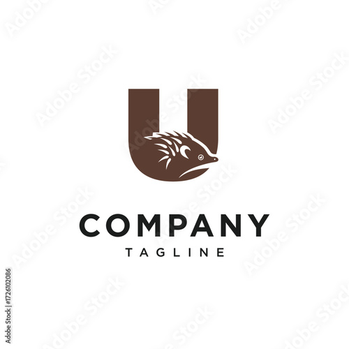 Letter U Echidna Logo Icon Vector