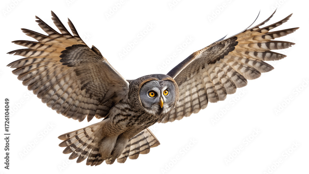 Fototapeta premium Owl PNG – Realistic Flying Nocturnal Bird on Transparent Background