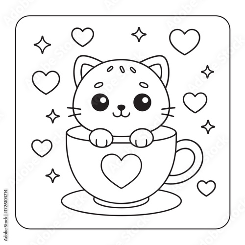 Cute Comfy Kawaii Pattern Coloring Pages,	
comfy pattern coloring pages, bold and easy coloring pages, coloring book, line art, illustration, victor, black and white coloring pages, Hand-drawn art