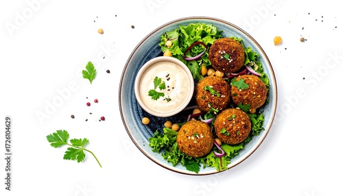 Falafel platter, overhead view