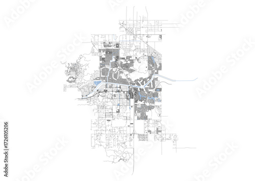 A minimalist line-art map of Menifee, California, featuring its streets and highways.
