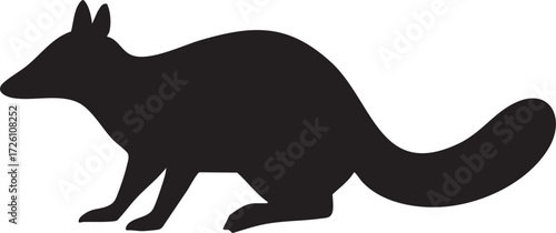 Australian Numbat Silhouettes Vector Icon - Black and White Endemic Marsupial