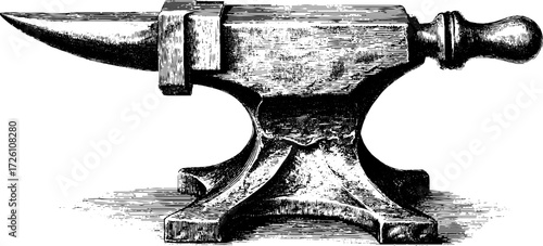 Vintage anvil design engraving for retro craftsmanship themes
