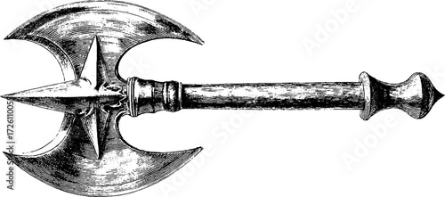 Vintage halberd illustration - hand drawn engraving for poster or design