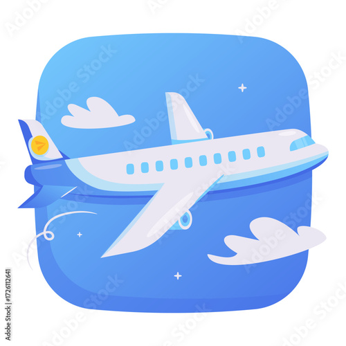 Airplane Flying Blue Sky Vector Object