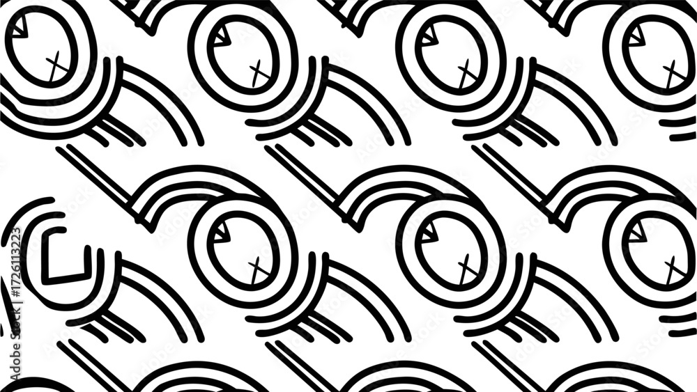 Fototapeta premium Bold Hand-Drawn Abstract Doodle Seamless Pattern