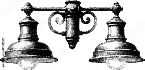 Vintage street lantern sketch design for retro decor and print projects