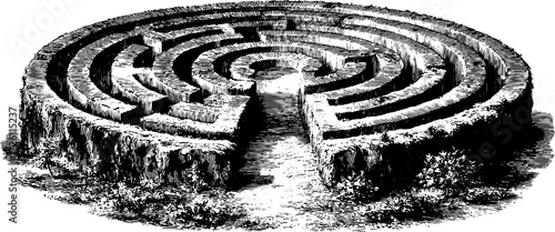 Intricate vintage hand drawn labyrinth design for puzzle enthusiasts and creative projects