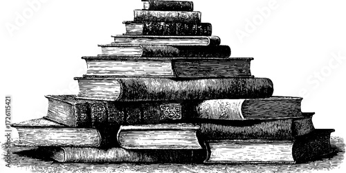 Tower of books conceptual illustration symbolizing knowledge and learning