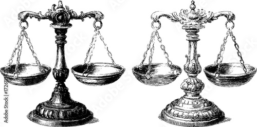 Vintage trading scales illustration design for print or poster