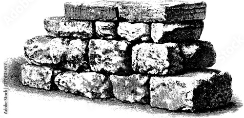Vintage stone masonry texture sketch for design and decor