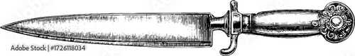 Vintage carving knife art with engraved details for culinary design and decor
