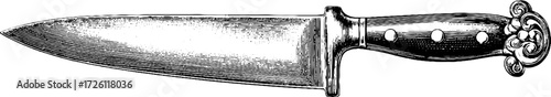 Vintage engraving style chef knife design for culinary enthusiasts and kitchen decor