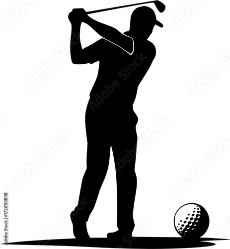 Golf player silhouettes, Golf player playing silhouette