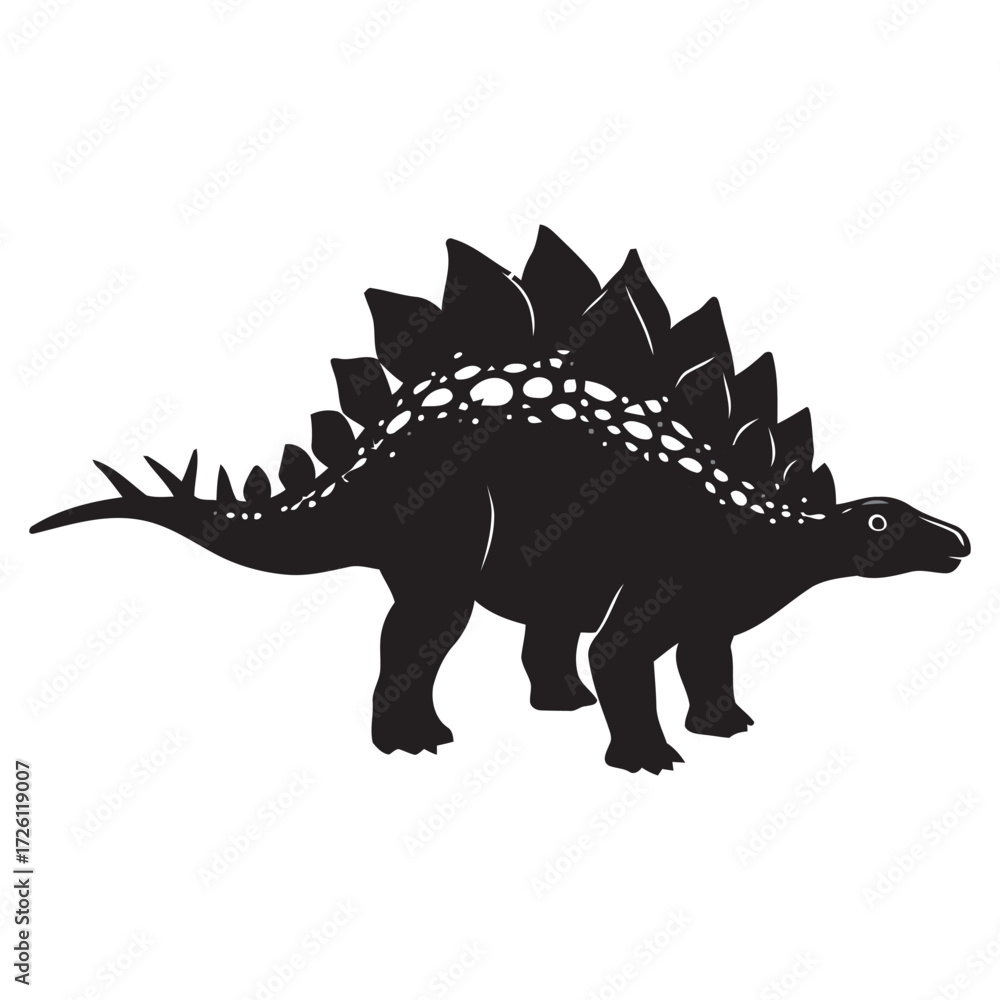Fototapeta premium black and white silhouette of a Stegosaurus vector on a white background