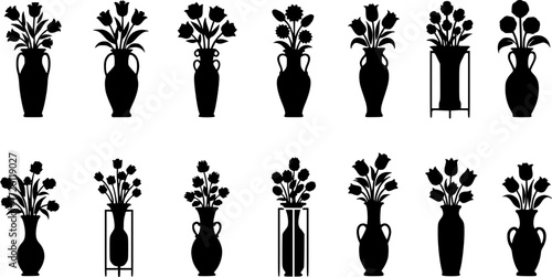Floor Standing Vase Silhouette, Floor Standing Vase, Flower Vase, Flower Vase Silhouette, Flower Vase Vector