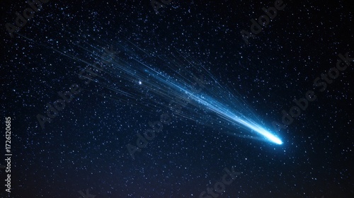 Celestial Comet Blaze - Icy Trail Across Starry Void.