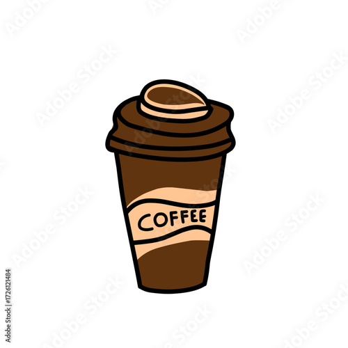 Coffee cup illustration. Hand-drawn illustration of coffee in a cup. Flat design coffee illustration
