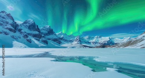 Wallpaper Mural Aurora borealis over frozen arctic landscape Torontodigital.ca