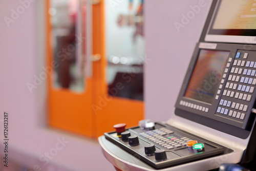 CNC control console of modern machining center
