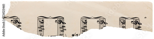 Wallpaper Mural Ripped strip from music sheet, old vintage faded piece of paper with notes isolated for scrapbooking Torontodigital.ca