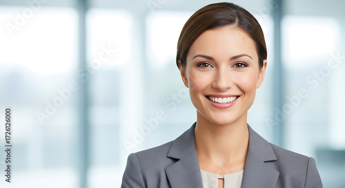 Confident Smiling Businesswoman Portrait in Modern Office Environment