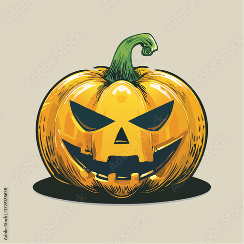 Scary Jack-o'-lantern with glowing eyes and a wicked grin, perfect for Halloween decorations and spooky ambiance