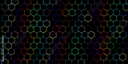 Hexagonal cyberspace green background. Hexagon grid tech pattern.