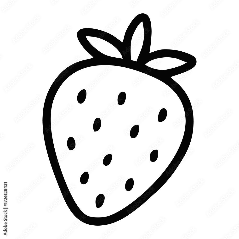 Obraz premium black and white line art illustration of a strawberry
