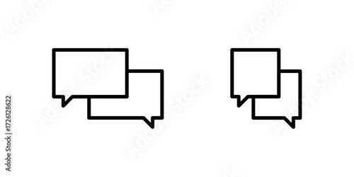 Speech bubbles icons, Conversation icons, Chat bubbles, Overlapping speech icons, Dialogue symbols, Messaging signs, Vector illustration.
