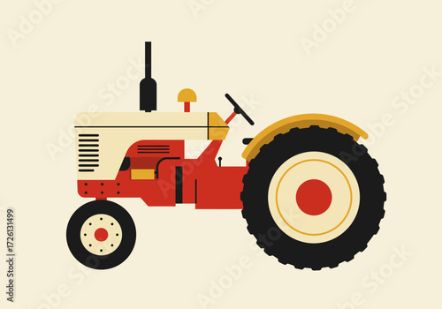 A simplified colorful tractor illustration on a light background